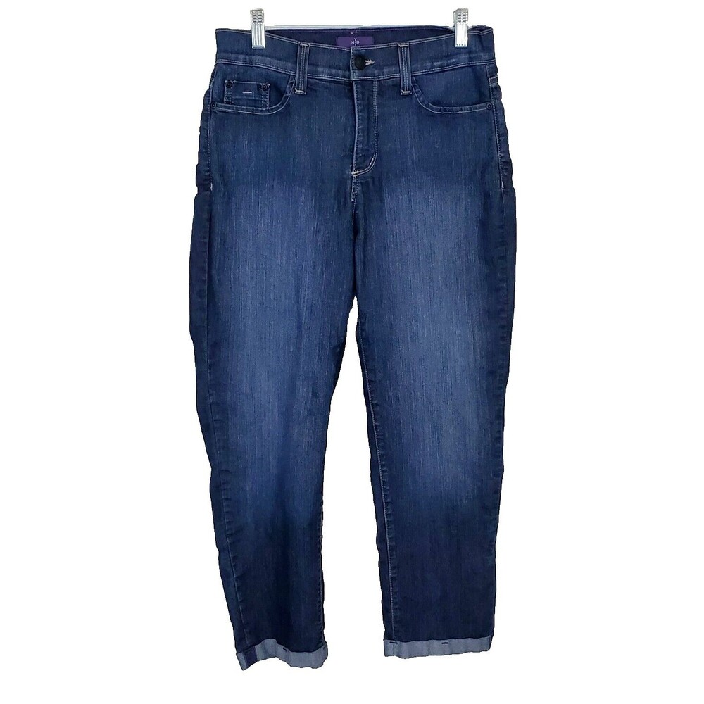 NYDJ Jeans 4 Kendall Ankle Cuffed Dark Wash Crop Denim Stretch Lift Tuck